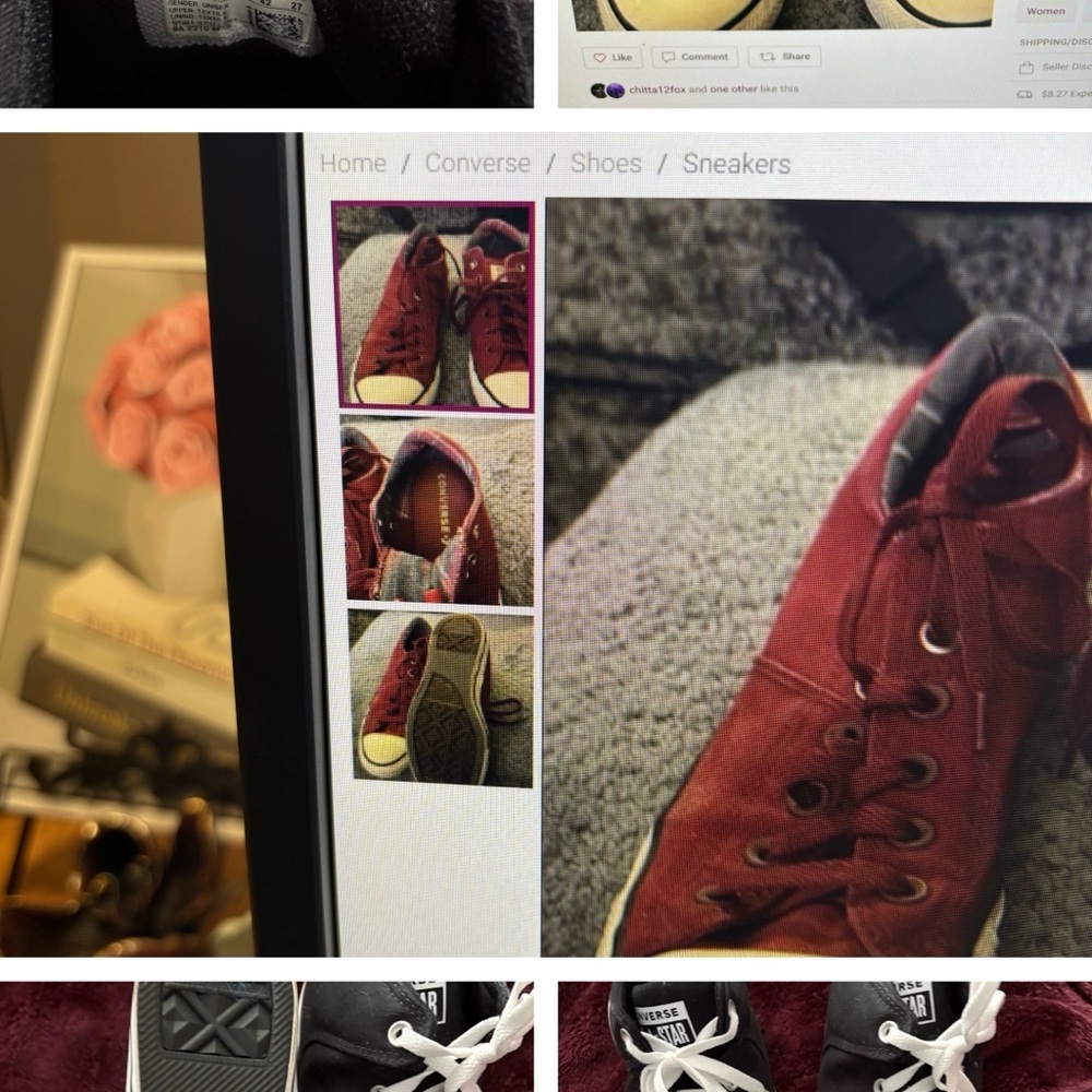 Converse BUNDLE Burgundy 8.5 BLACK High-Tops 10.5